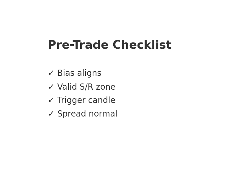 Trade checklist card